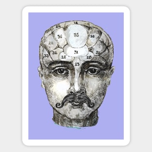 Phrenology handlebar moustache Magnet